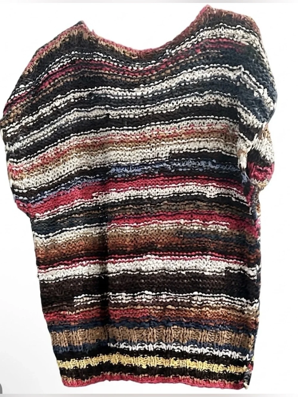 Anna Maria Hand Knitted Leather Top Western Boho Fringe Bib Vtg